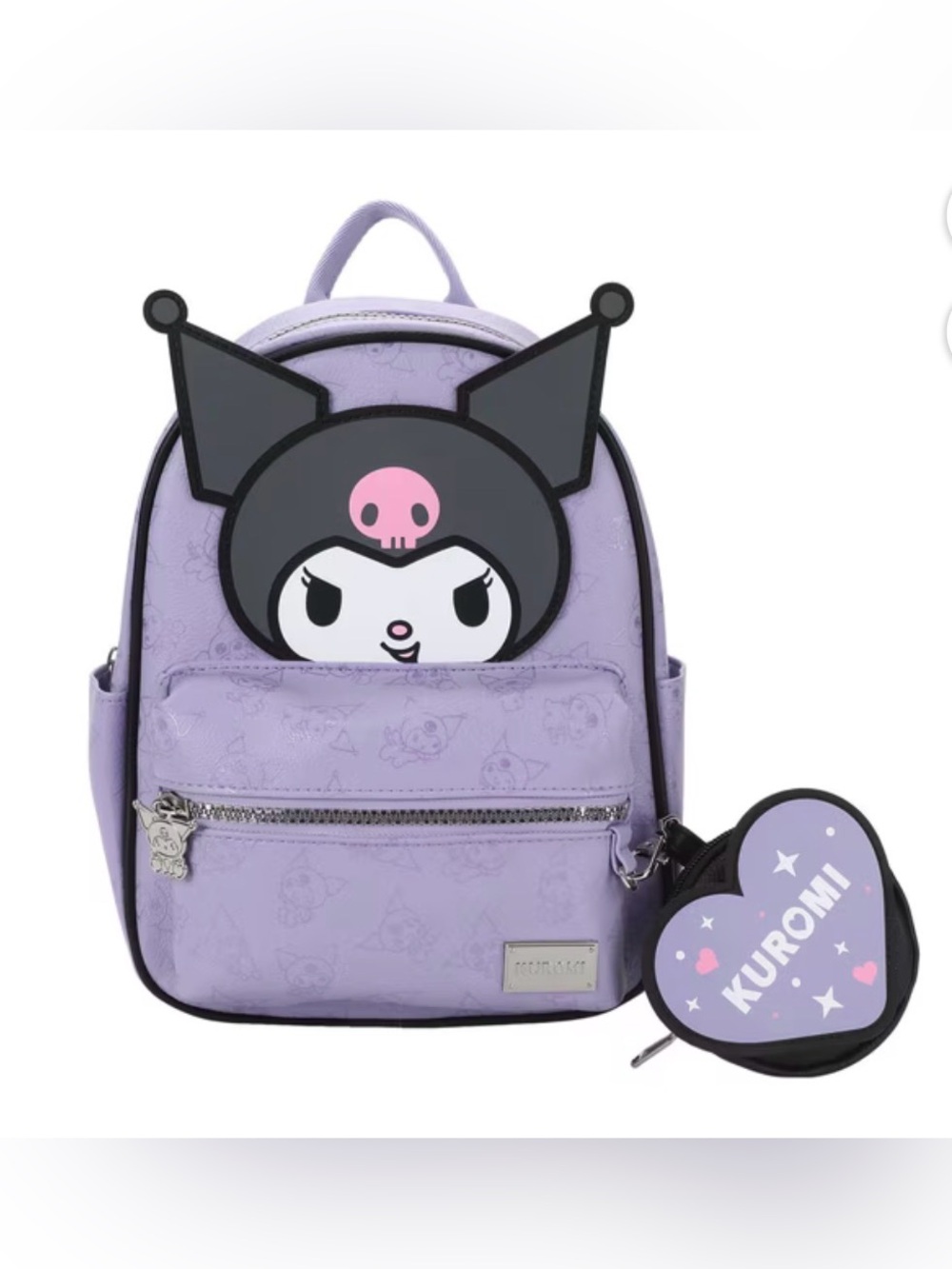 Bioworld Sanrio Licensed Kuromi Mini Backpack with Coin Pouch Charm BNWT